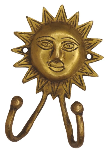 Sun Shape Antique Vintage Style Handmade Brass Cloth Key Towel Wall Hanger Hook