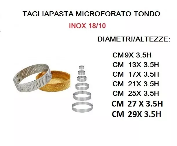 CERCHIO ANELLO MICROFORATO TONDO VARIE MISUREAcciaio Inox 18/10 TAGLIAPASTA