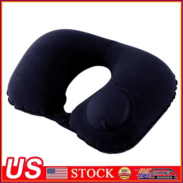 Inflatable Neck Pillow Support U Shaped Travel Pillow for Car (Dark Blue)