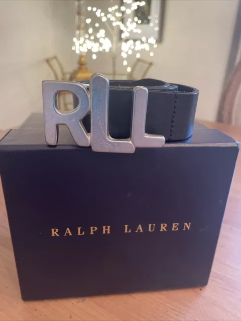 RALPH LAUREN “RLL” monogram black leather belt  NWOT