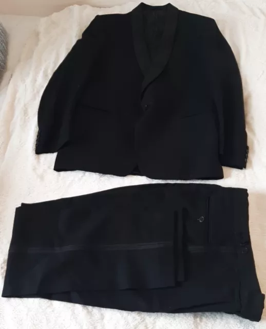 Burtons Premier Black Mens Tuxedo Single Breasted Dinner Suit 32R