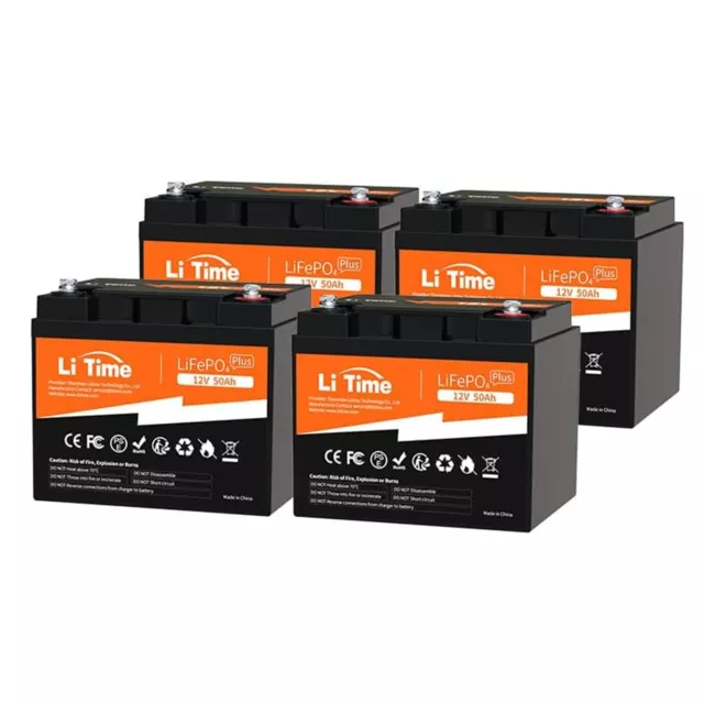 LiTime 1/2/3/4 Pack 12V 50Ah LiFePO4 Lithium Batterie 640Wh Wohnmobile Boot