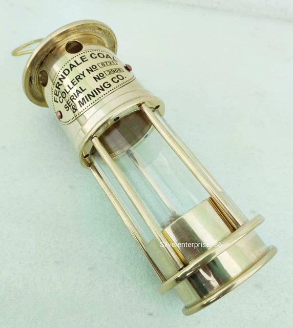 Lampe à Huile Nautique Mineurs En Laiton Poli Vintage Lanterne De Navire...