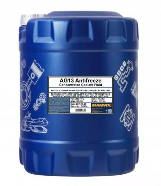 10L Mannol AG13 Antifreeze Coolant Concentrated Green Longlife All Seasons