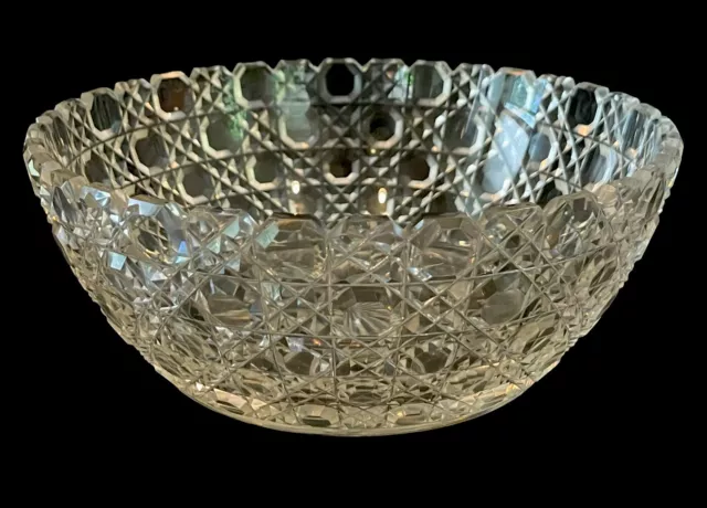 Antique American Brilliant Period ABP Cut Glass Crystal Harvard Pattern Bowl