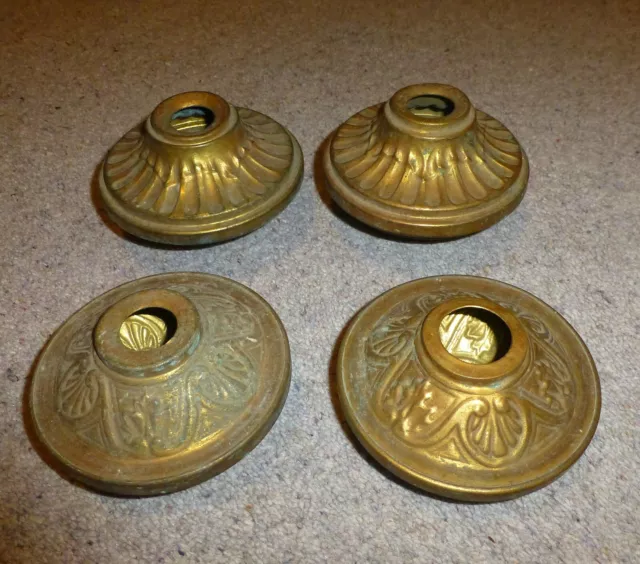 2 Pairs of Antique Ornate Brass Finials, Bed Knobs, Furniture Garniture