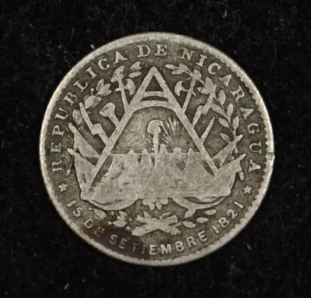 1887 Nicaragua Silver 5 Centavos