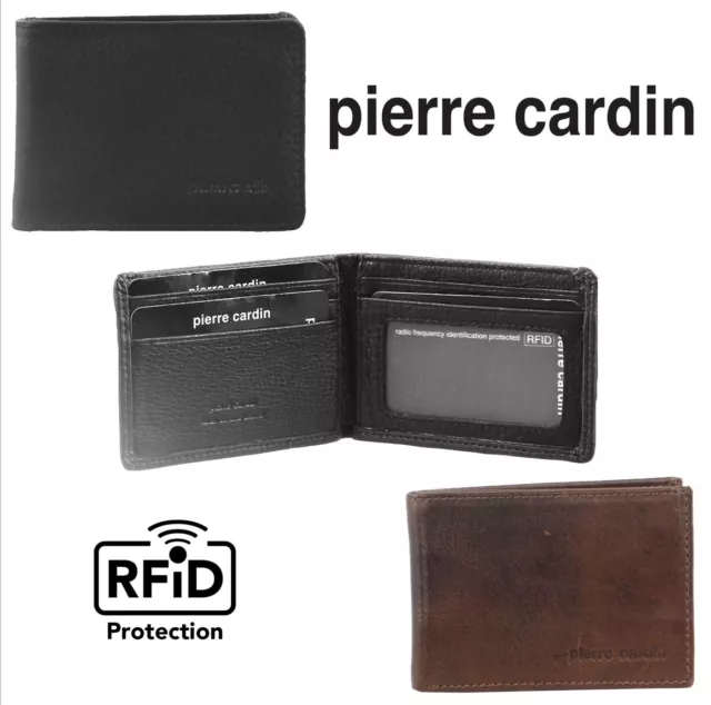 Men's Leather Wallet Pierre Cardin - Genuine Italian Leather - Black