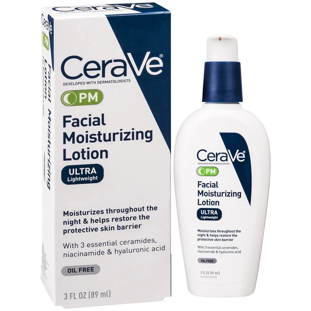 CERAVE FACIAL MOISTURIZING Lotion PM Ultra Lightweight 3 oz 89ML EUR 12