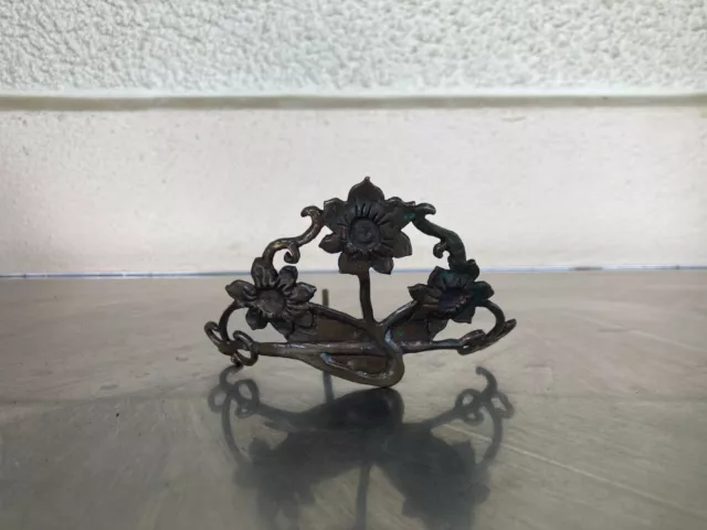 Ancienne Pince A Chignon Art Nouveau Metal Decor Floral Coiffure 1900