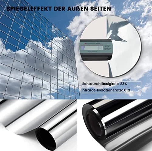 MUHOO Films pour fenêtre Film Miroir Auto Adhésif Film pour Vitres Anti UV Fi...