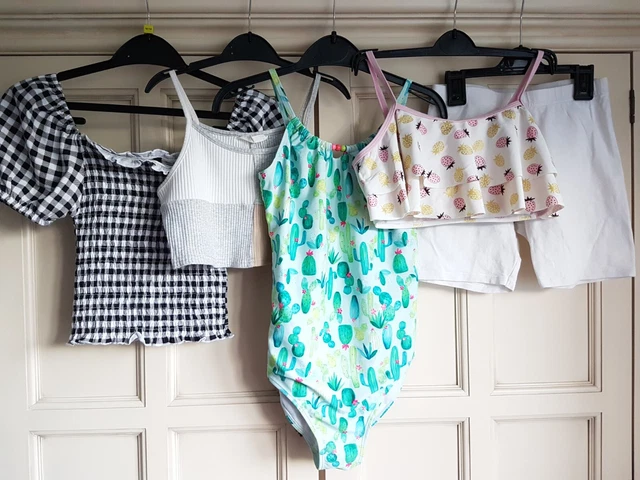 Small bundle girls Summer tops swimsuit cycling shorts age 10-11