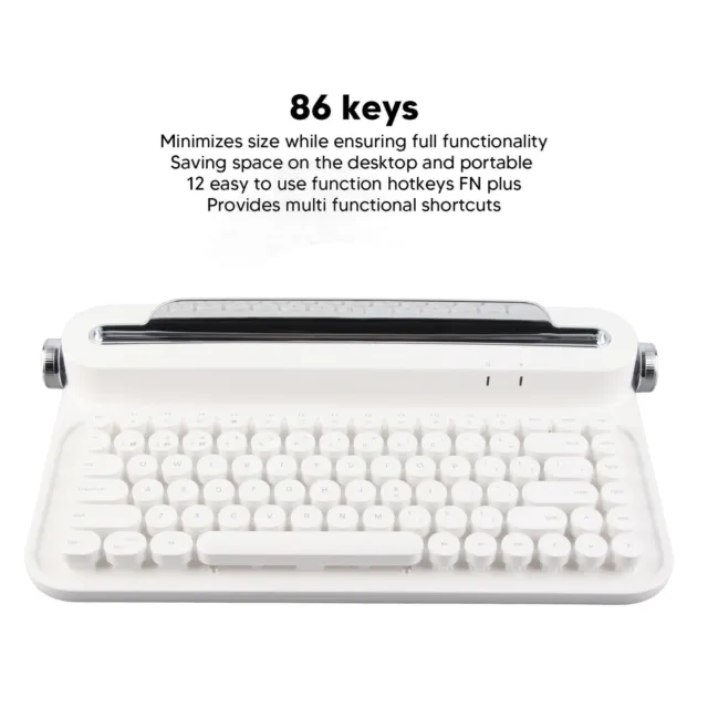BLANC) CLAVIER DE Machine à écrire Sans Fil Clavier Rétro Compact 86 EUR  66,11 - PicClick FR