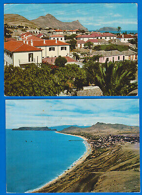 set of 2 used postcards, Porto Santo island, Madeira, Portugal