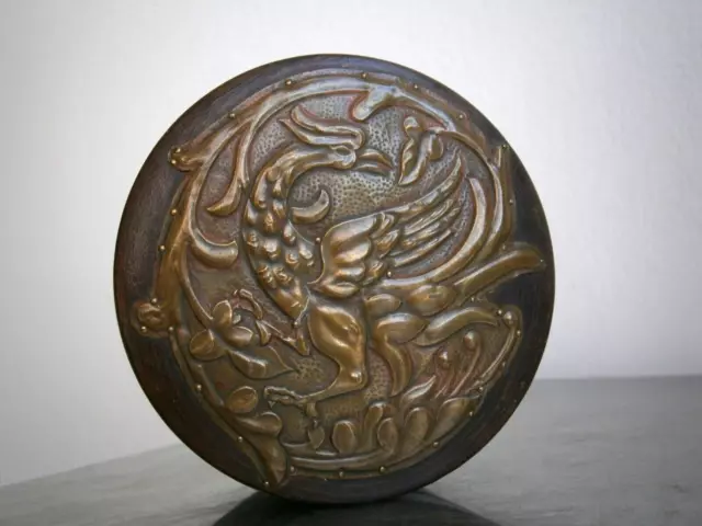 Box Gothic Revival 19° S Pattern Phoenix Chimaera Copper Regrowth Wood Antique