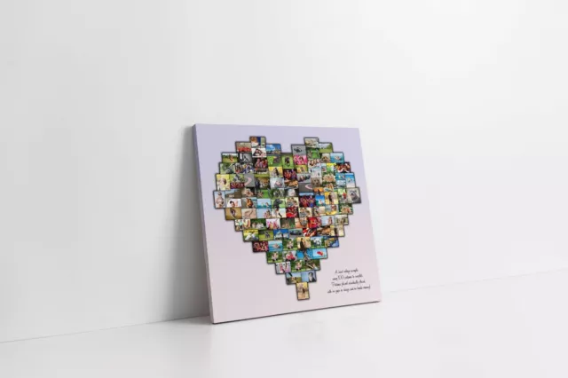 Personalised Heart Shaped Canvas Photo Collage Box Framed Canvas Print