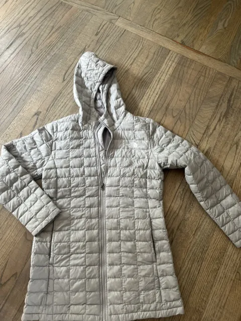 The North Face Childrens Girls Quilted Hooded Coat Gray 14-16 Size