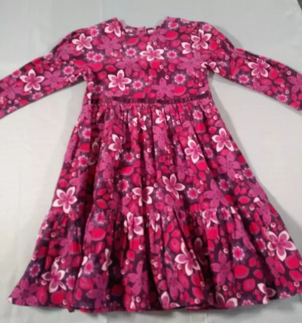 Bob Der Bar Corduroy  Dress Girls 98 2 Floral Purple Pink Daisies Long Sleeve