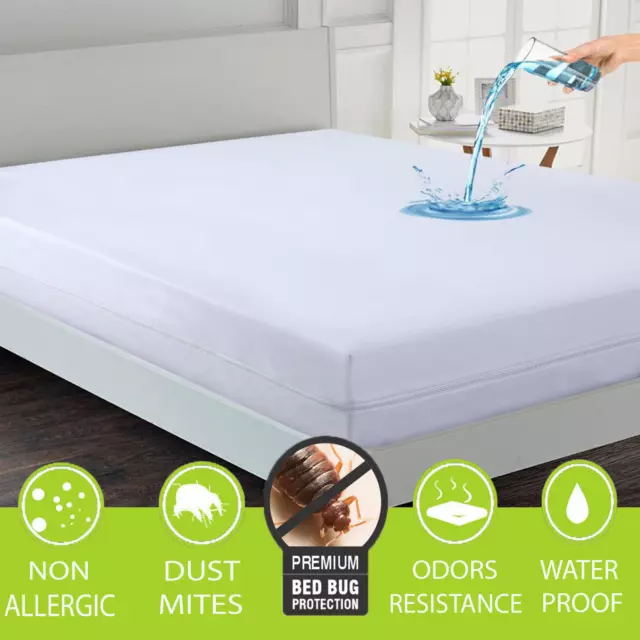 Waterproof Zipped Mattress Cover Anti bed Bug zip matress Protector Double King