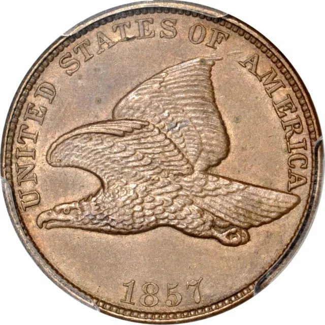 1857 1C Snow-12 Flying Eagle Cent PCGS MS63 (PHOTO SEAL)