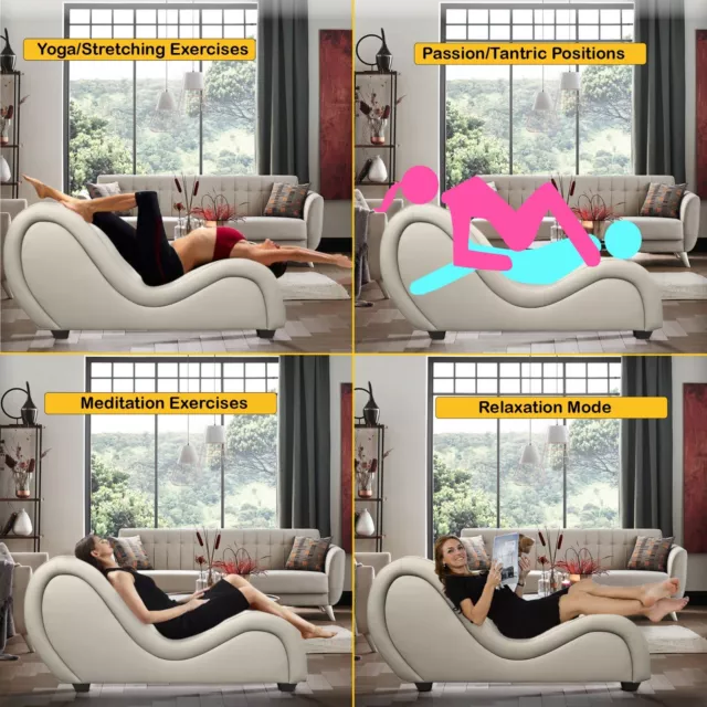 Chaise de Position Sexuelle Kama Sutra avec Oreiller Intégré pour Couples -BLANC 2