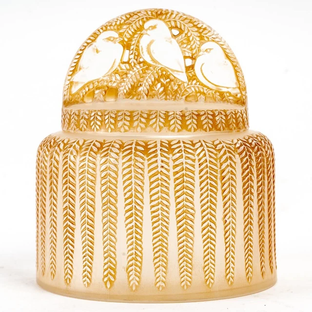 Boite Bombay Patine Sépia René Lalique Stained Glass Box Jar R.Lalique