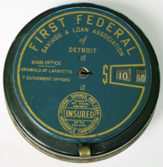 Coin Bank Add-O-Bank FIRST FEDERAL SAVINGS AND LOAN Detroit Mich. VINTAGE 1950's