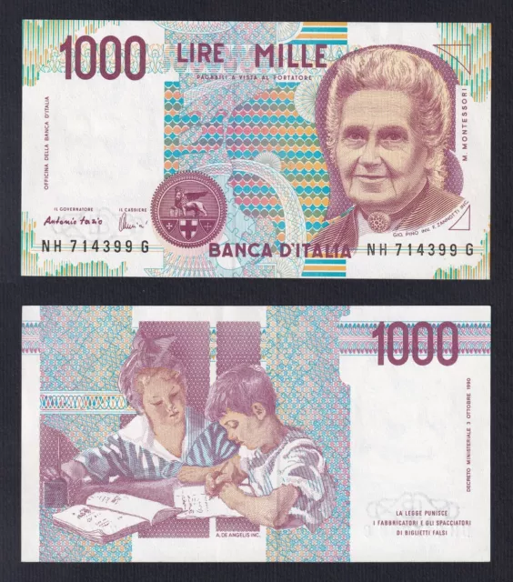 Italie 1000 Livres Montessori D.1990 (1998) P 114c Fds / UNC B-06a