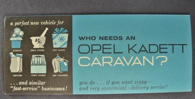 1964-1965 Opel Kadett Caravan Wagon Brochure Folder Excellent Original