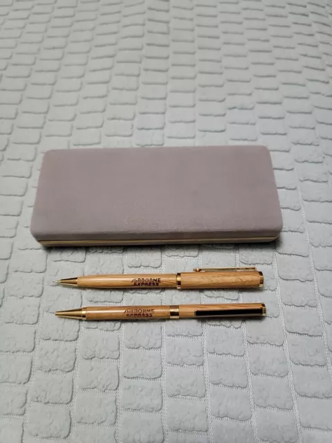 Airborne Express Vintage Logo Combo Wood Look Pen Pencil Set with Gift Box