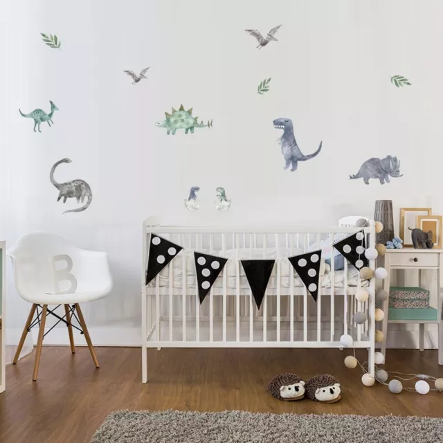 Removable Wall Decals Nursery Baby Boy Watercolour Dinosaur Wall Stickers