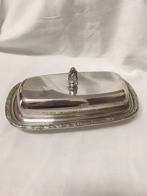 Vintage WM A Rogers silver plate silverplate covered butter dish plate & lid