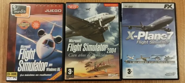 PC Microsoft Flight Simulator 95 + 2004 + X-plane 7 - Completos - Ed. Española