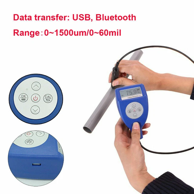 PAINT COATING THICKNESS Gauge Meter Fe/NFe 0 to 1500um Bluetooth Data