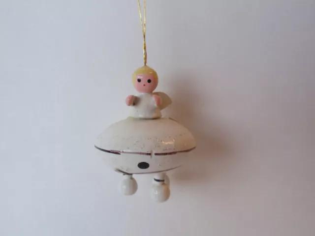 Vintage Wood Wooden Hand Painted White Ballerina Angel Christmas Ornament Blond