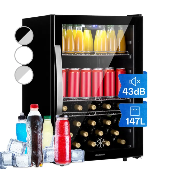 Weinkühlschrank Getränkekühlschrank Minibar 148 L Weinflaschen Glastür Schwarz