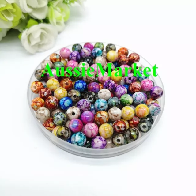 50 x beads acrylic plastic jewellery round mixed colours crafts spacer 8mm loose