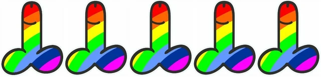 ADESIVI VINILE X5 10x8 cm arcobaleno a forma di pene laptop LGBT pride cock hen fun sex EUR 7,33 - IT