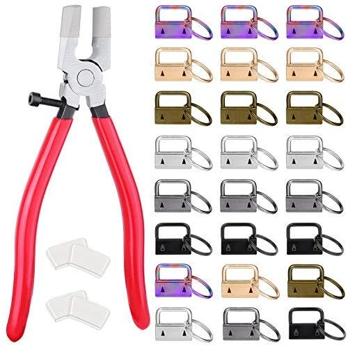 Key Fob Hardware 50PCS 1 Inch Lanyard Keychain Hardware with Key Fob Pli