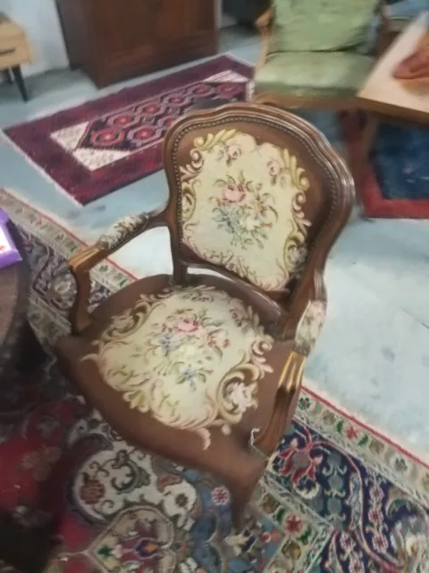 Biedermeier Oma Gobelin Sessel Antik Empire Gründerzeit Opa Chair True Vintage