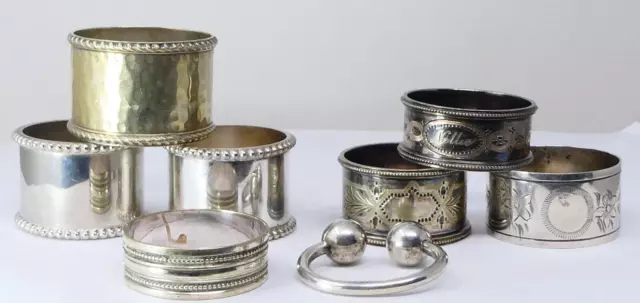 NAPKIN RINGS Silver Plated Antique & Vintage including a Pair