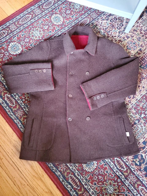 J. Jill Womens Alpaca Wool Coat Reversible Jacket Size XL Brown Red