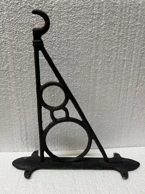 vtg ornate cast iron plant hook 12”
