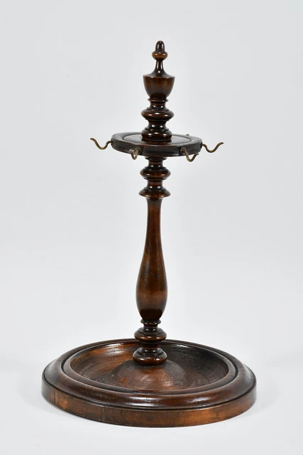 F33S04- Vintage Nussbaum Holz Schmuckständer, gedrechselt, um 1880