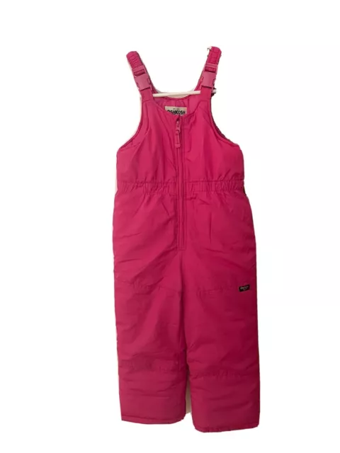 Oshkosh Girls Toddler Size 5/6 Snow pants Bib overalls snowpants adjustable Pink