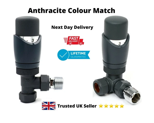 Designer Thermostatic Radiator Valve Set - Angled & Corner TRV + Lockshield 15mm