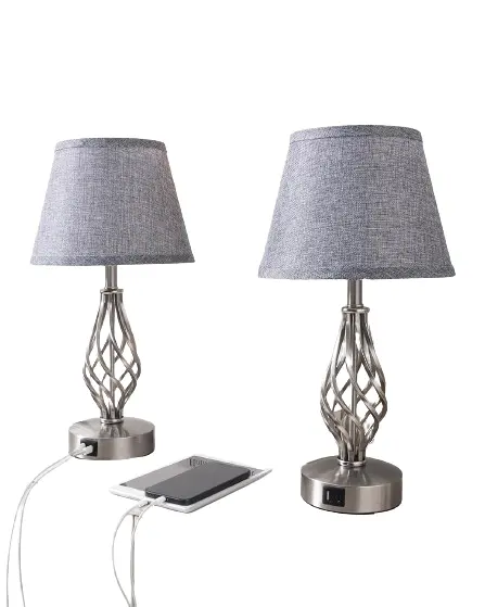 Lampe de Chevet Tactile Lot de 2 avec Ports de Charge USB-A + USB-C, Ampoule LED