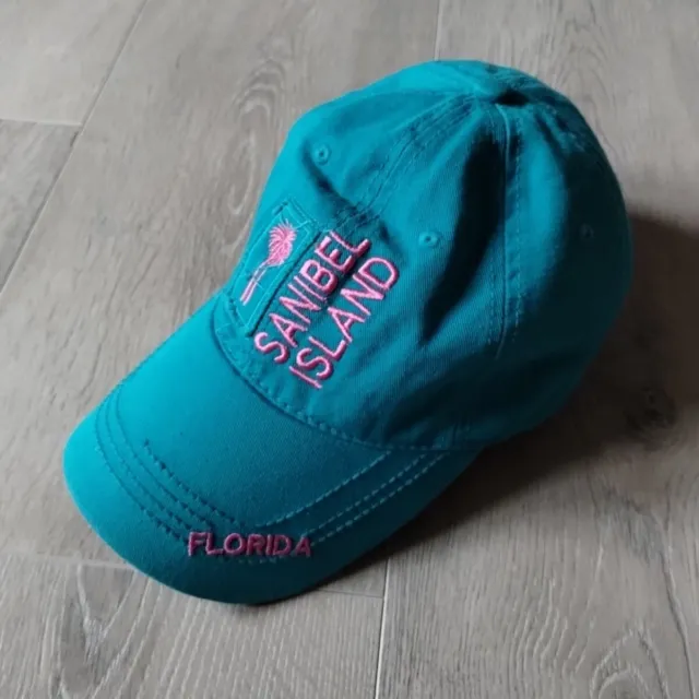 Sanibel Island Florida Hat Youth Baseball Cap Blue Pink Cotton Adjustable Strap