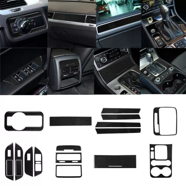 18Pcs Carbon Fiber Interior Full Set Cover Trim For Volkswagen Touareg 2011-2018