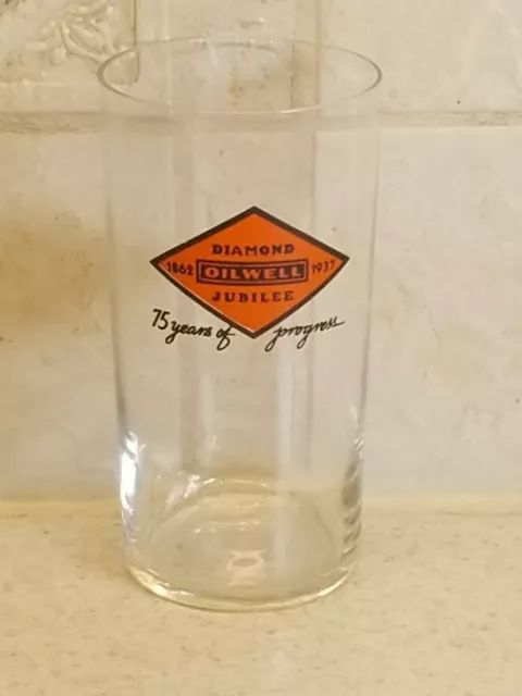 Oilwell Nov Diamond Jubilee Advertising 4 3/4" Glass Tumbler 1862-1937